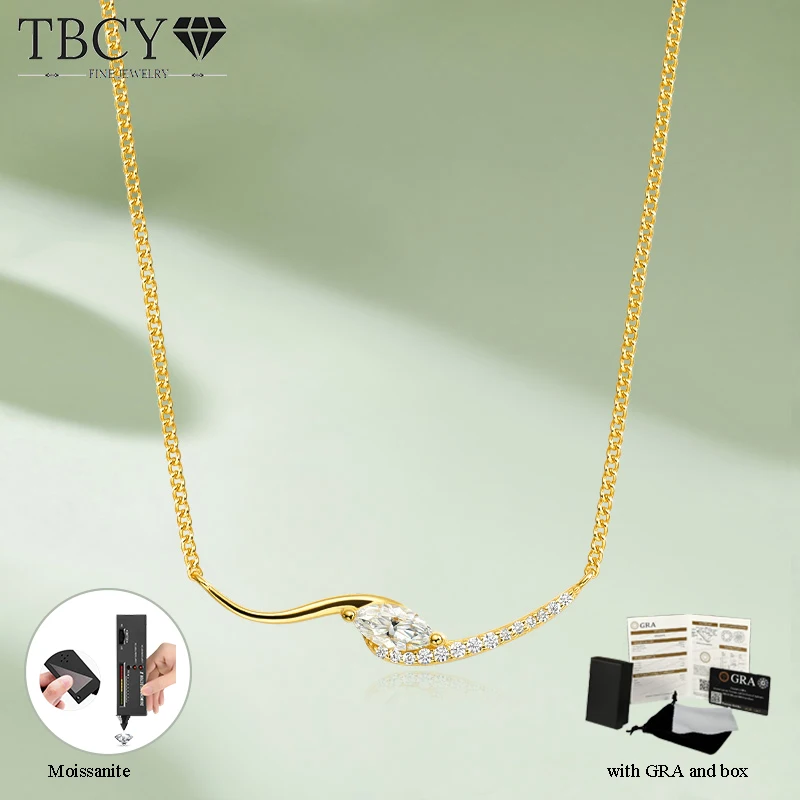 

TBCYD 0.4ct Marquise-Cut Moissanite 925 Sterling Silver Pendants Necklace For Women 5A Zircon with GRA Certificate Fine Jewelry