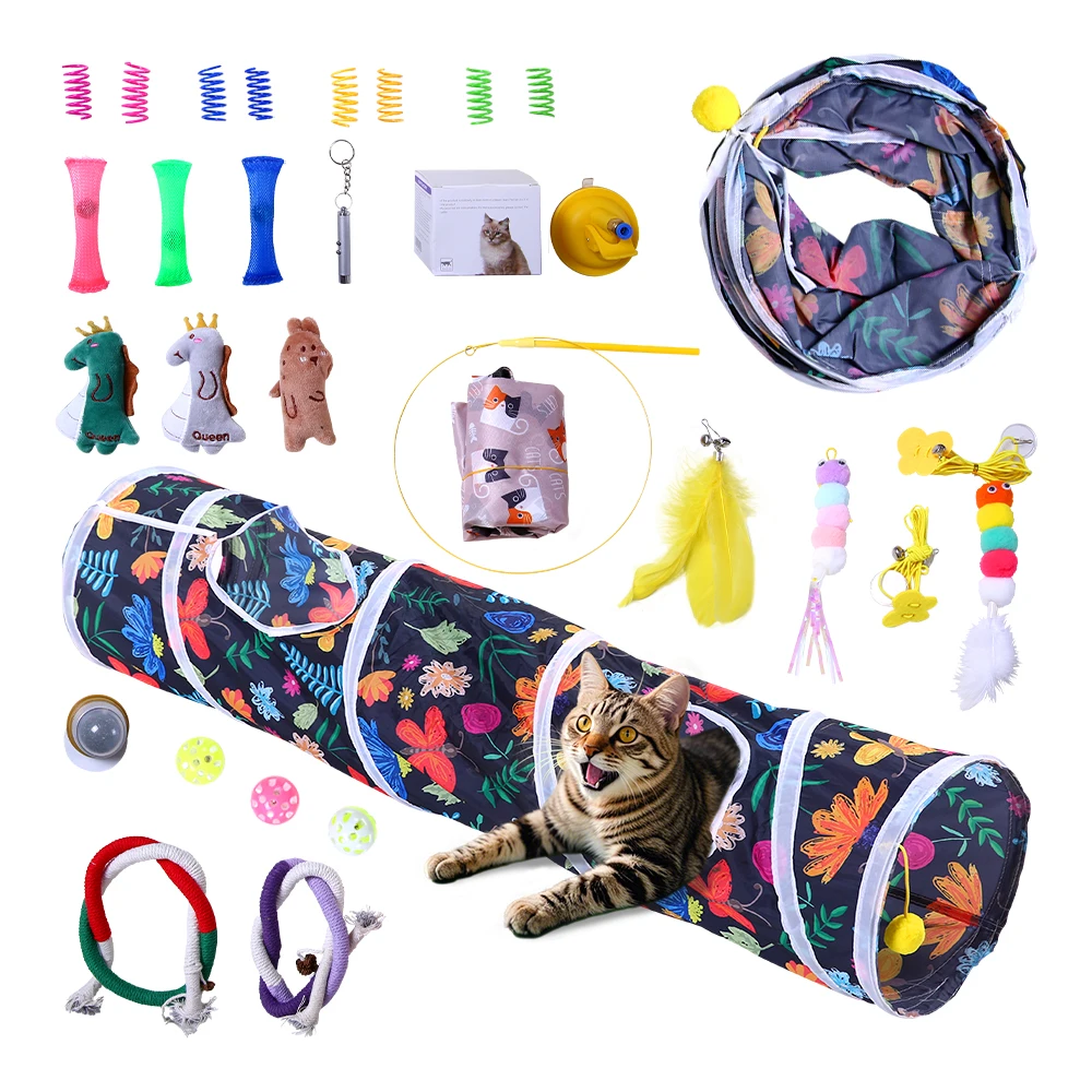 

22pc/set Multi-Piece Variety Pet Cat Toy Training Tunnel Foldable Cat Spring Toy Cat Accessories