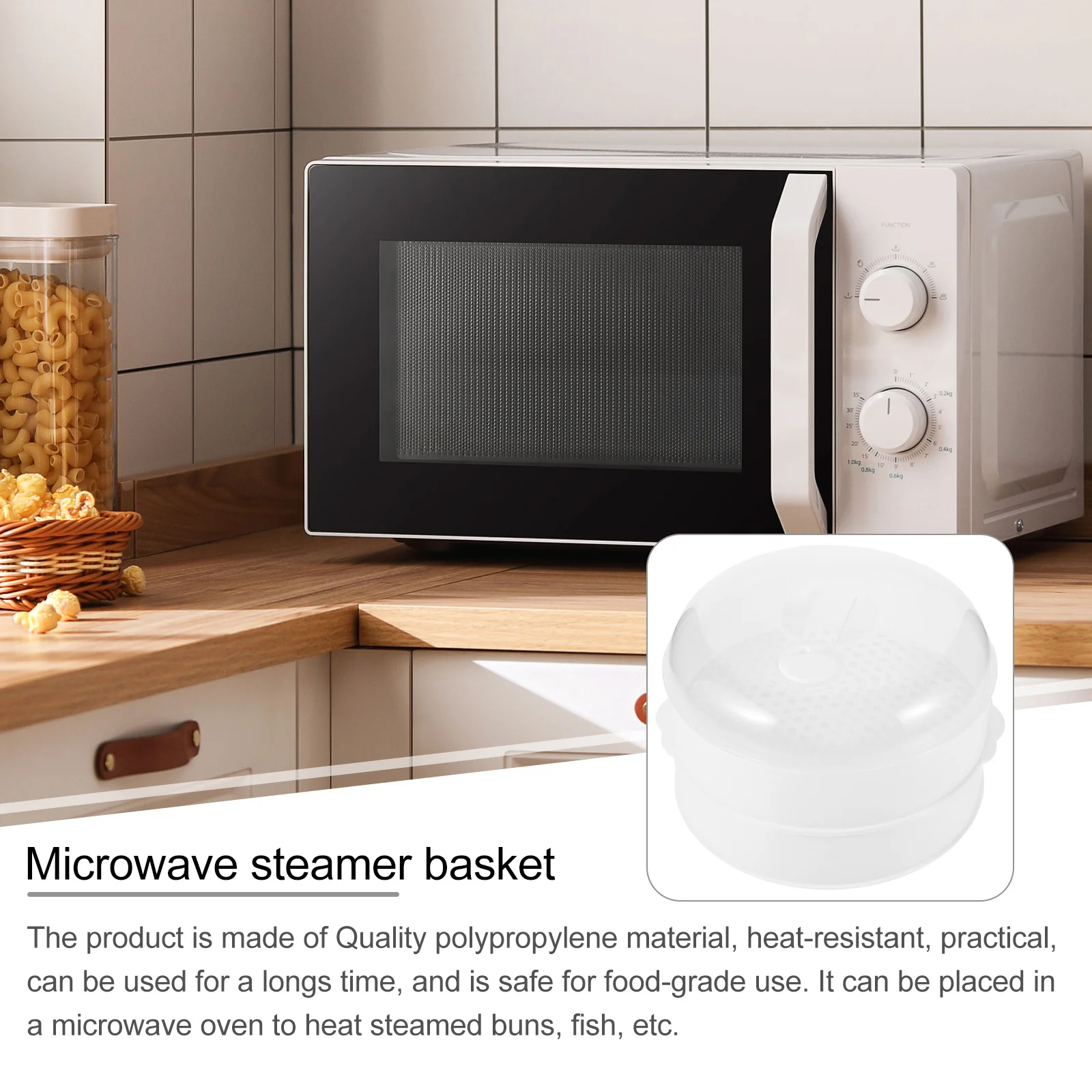 

1Set Microwave Steamer Food Steamed Container Practical PP Material Heat Resistant Essential Household Cooking Steamed
