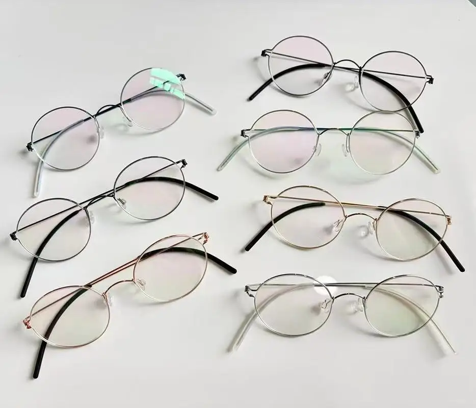

Denmark Ultra Light Screw Free Pure Titanium Small Round Eyeglass Frame Pure Titanium Eyeglass Frames Handmade Men's Glasses