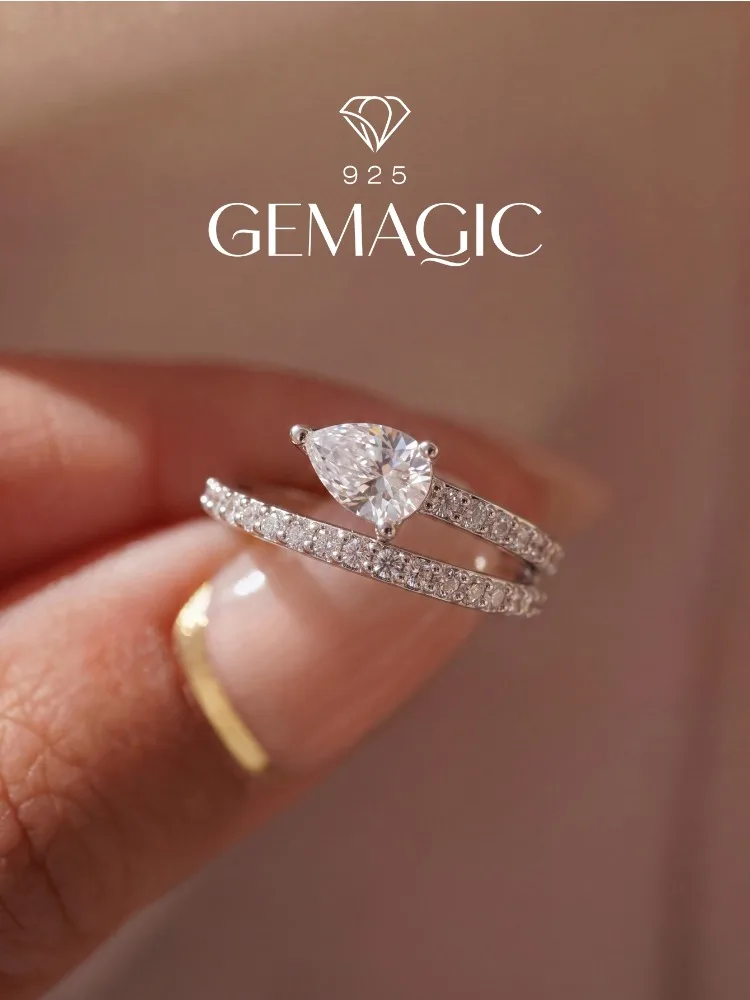 925 Sterling Silver Romance Pear- Shaped Full Zircon Ring For Women Daily Party Engagement Wedding High Quality Fine Jewelry
