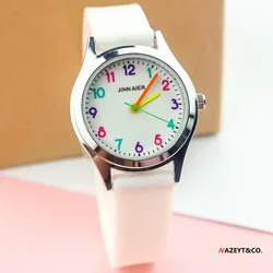 Reloj de cuarzo digital de silicona fina para niños, reloj de aguja de color caramelo