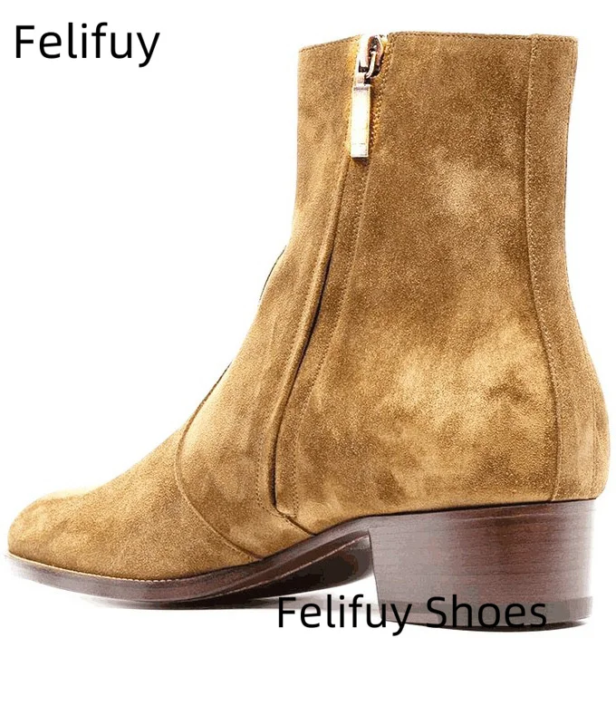 جلد طبيعي بني عالي الجودة أحذية الشتاء أحذية العمل غير الرسمية في الهواء الطلق كعب منخفض أحذية رجالي ريترو البقرة المدبوغ أحذية للرجال