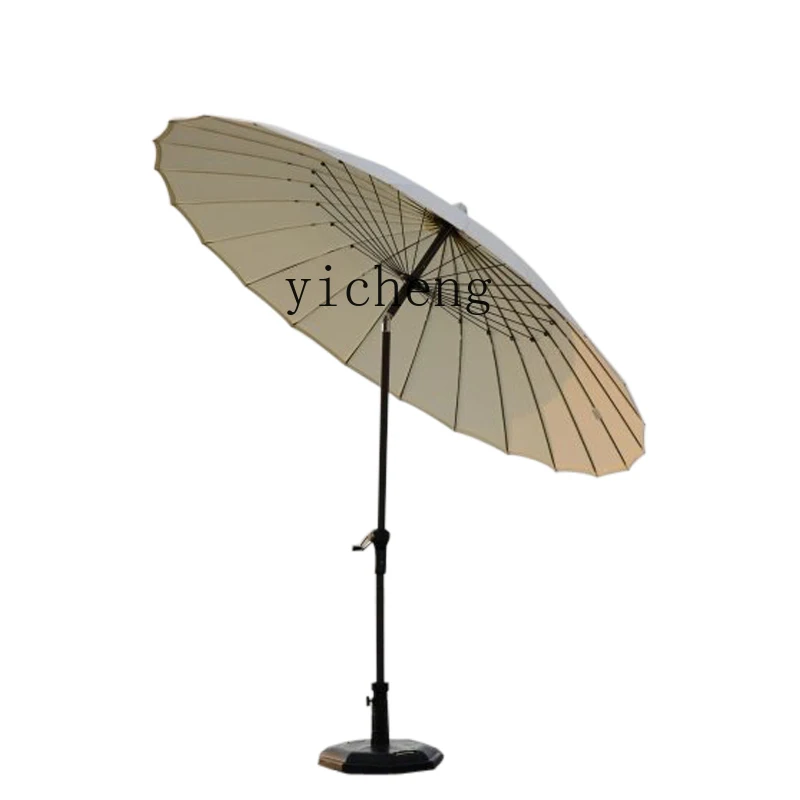 HYS Parasol Outdoor Garden Umbrella Outdoor Garden Terrace Round White Chinese Leisure Outdoor Umbrella