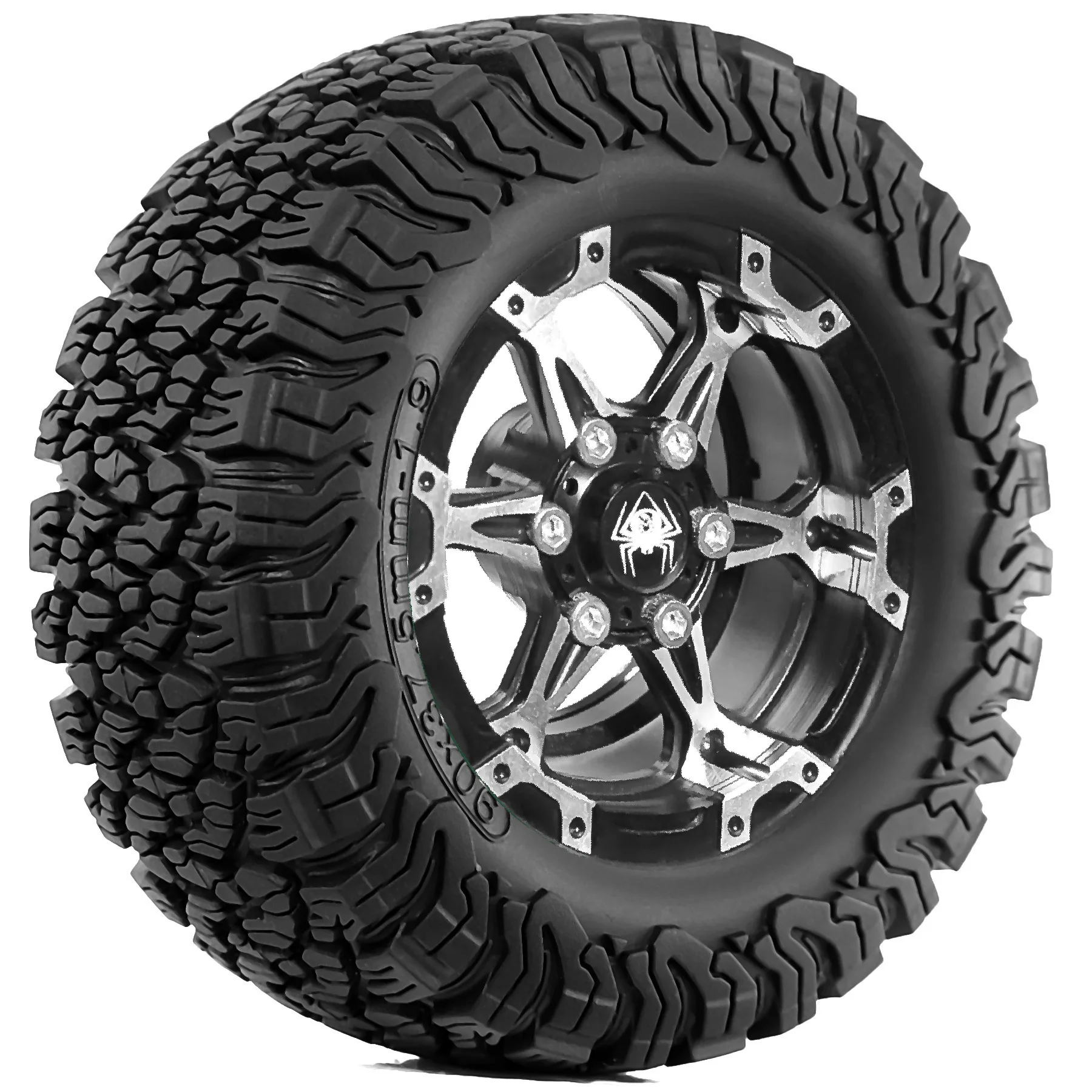 RED SPIDER 4Pcs 1.9 90mm Rubber Tires & Metal 1.9 Wheel Rims Set Fit 1/10 RC Crawler TRX4 SCX10 III Crawling Vehicle Upgrade Kit