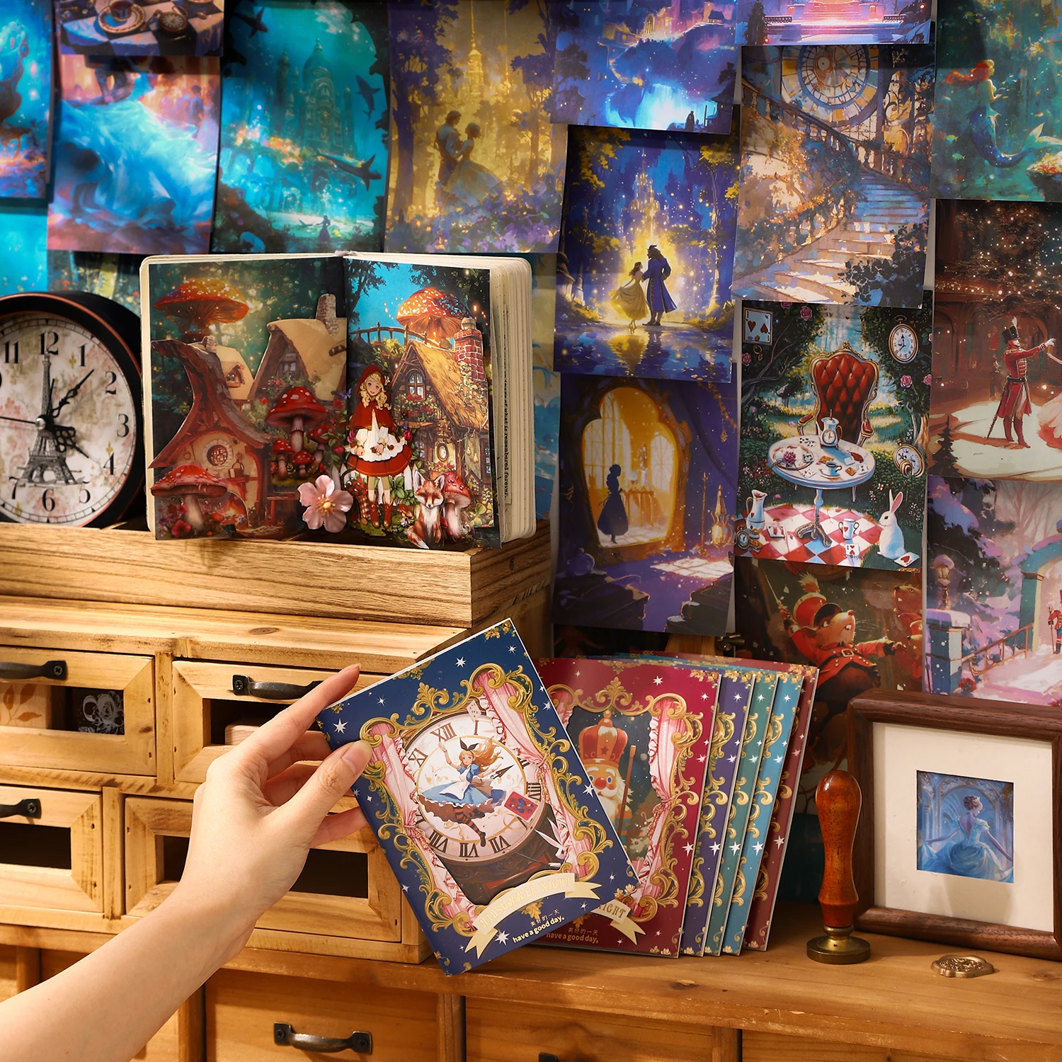 10 Sheets/Bag Dreamy Fairy Tale Theme Background Stickers, Fit for DIY, Scrapbook, Phone Case, Notebook & More Decorations