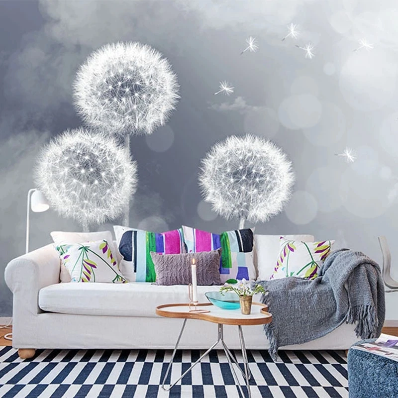 Customized Simple Romantic Theme Room Decor 3D Dandelion Mural Wallpaper Bedroom Living room sofa TV background wall restaurant
