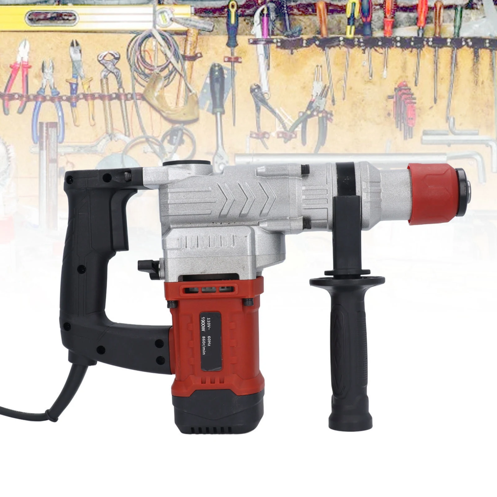 AC 110V Electric Hammer Drill Dual Function High Power Concrete Rotary Hammer for Industry/Drill Concrete Rotary Hammer US Plug