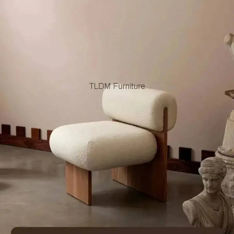 Sitting Designers Nordic Light Luxurious Creative Room Sofa, Solid Wood Recreation Cafe Chair Comfortable Chairs Single
