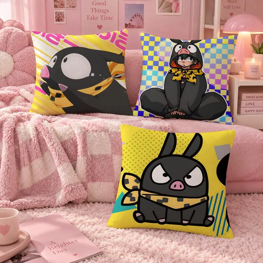 Anime Ranma P-Chan Ryoga Hibiki Cushion Cover Soft Throw Pillow Cover Washable Plush Cushion Case for Sofa Bed Living Room