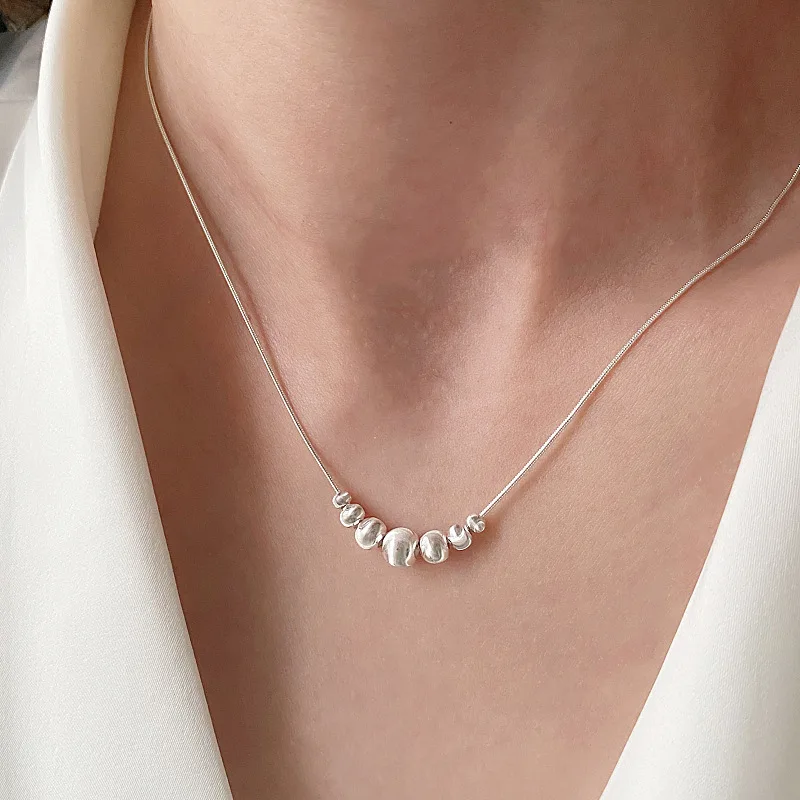 New 925 Sterling Silver Necklace Simple Charm Personality Women Round Pendant Choker Birthday Gift for Friends Exquisite Jewelry
