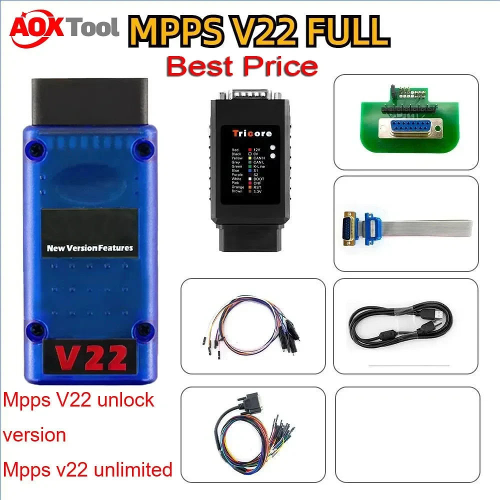 

MPPS V22 Unlock Version Mpps V18 Full Chip Breakout MPPS Tricore Adapter Cable OBD2 ECU Chip Scanner Tool