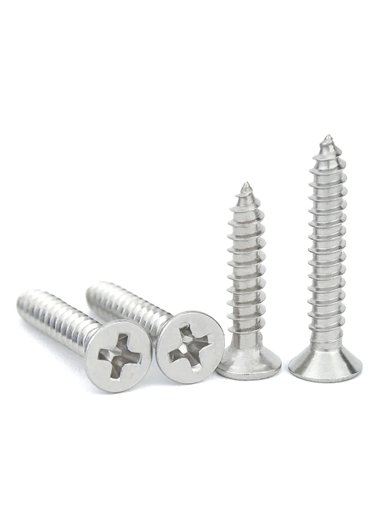 304 Stainless steel Countersunk cross Self tapping Screws Flat head wood tooth Screw M4 M5 M6