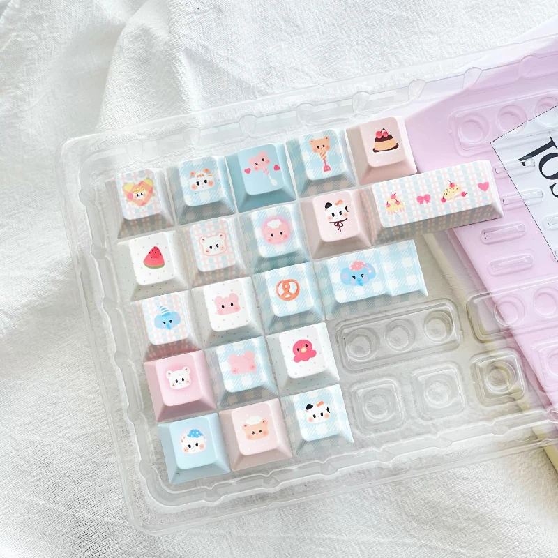 

Pink Kindergarten Keycaps Custom PBT NEW Cherry Profile Key Caps Cute Pink Blue Butterfly Point Key Cap for Gamers Design Gifts