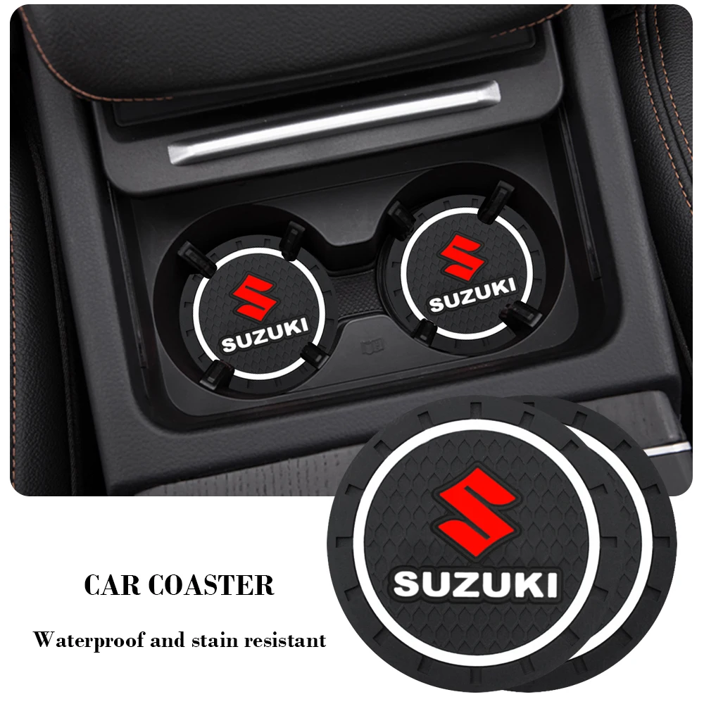 2pcs Non-slip Car Water Cup Pad Coaster Rubber Mat Bottle Holder Interior Accessories For Suzuki Swift Grand Vitara Baleno Jimny