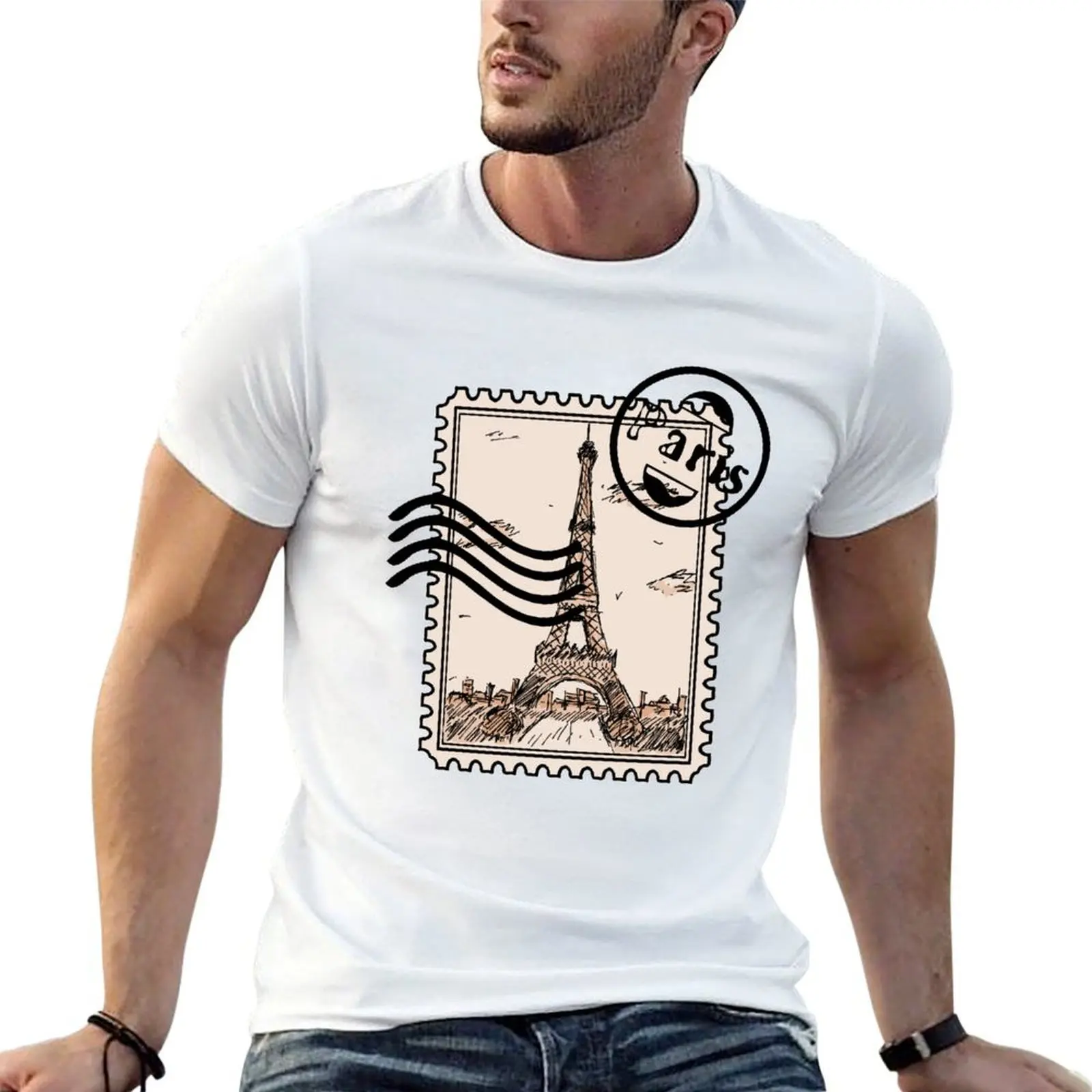 Paris Stamp T-Shirt funny meme t-shirts summer 2026 mens plain t shirts