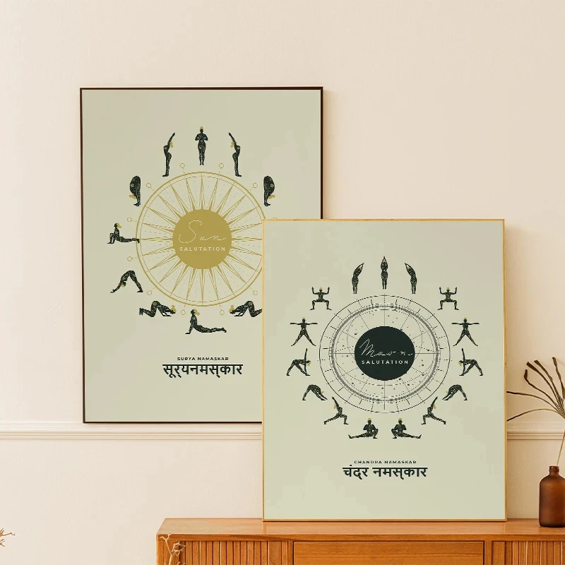 Spirituality Yogas Chakra Mantras Mudras Posters and Prints Canvas Printing Yama Niyama Wall Art Picture for Yoga Studio Decor
