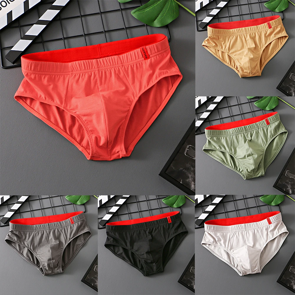 Fashion  Men Elasticity Slips Underwear Shorts Breathable Elastic Male Cotton Low Waist Panties Sleepwear Swimwear Briefs