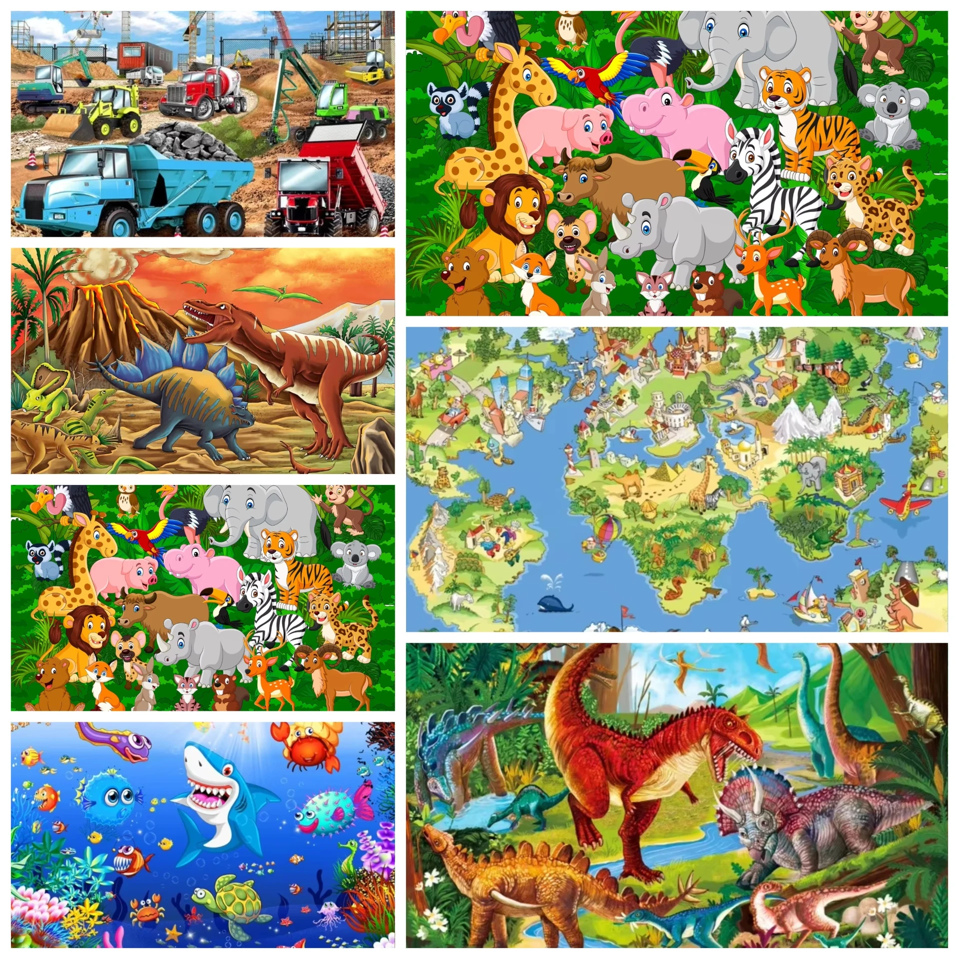 

50*70CM 1000 Pieces Puzzle Animal Engineering Car Dinosaur Puzzle Children Paper Puzzle Blue Card Benefit Intelligence Toys