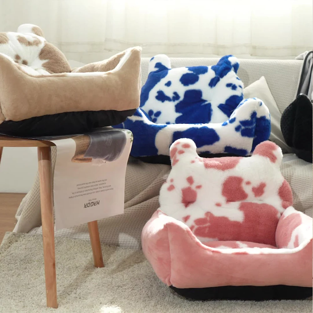 Dog Sofa Bed Short Plush Cat House Nest Soft Warm Kennel For Small Dogs Cats Sleep Basket Damp Proof Oxford Bottom Dog Products