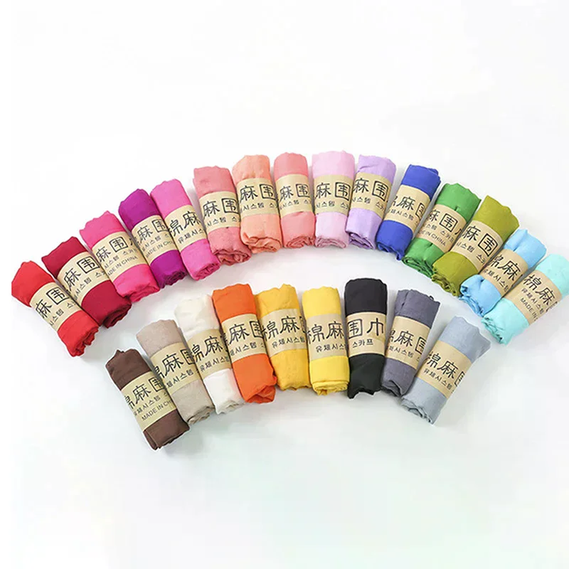 Women Style Windproof Scarf Shawls Wraps Solid Color Cotton Warm Scarves Winter Spring Gift