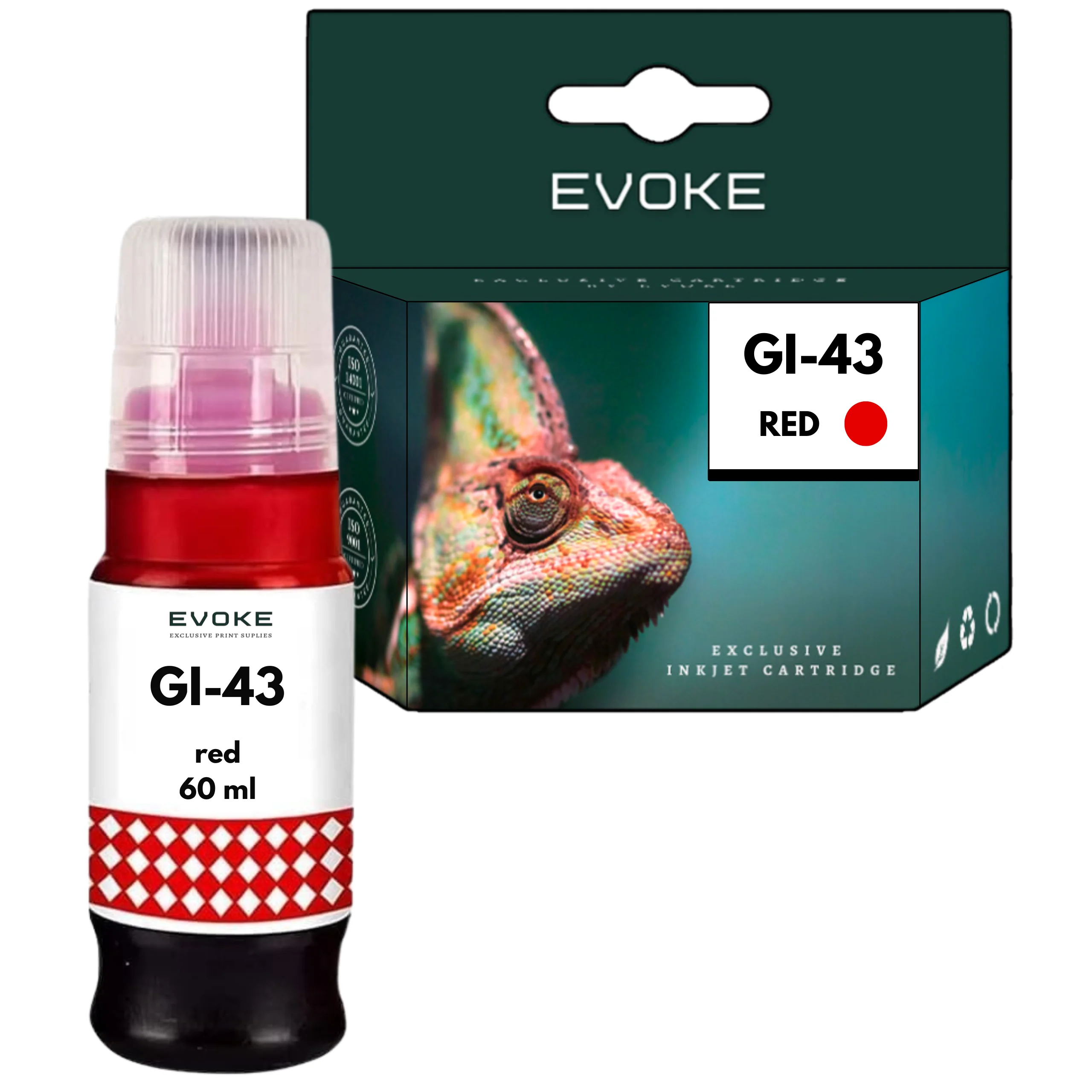 Evoke Compatibele Inkt voor Canon Gi-43R Gi43R Gi-43 Gi43 Rood 3700 Pagina's Pixma G540 G640