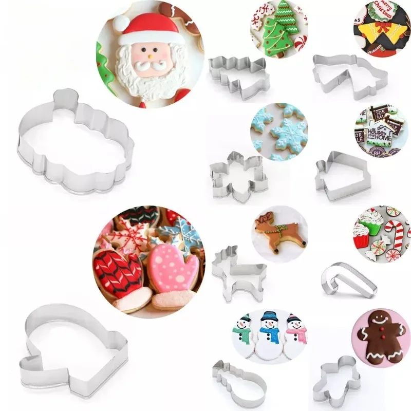 5Pcs/set Christmas Cookie Cutter Gingerbread Xmas Tree Mold Christmas Cake Decoration Tool Navidad Gift DIY Baking Biscuit Mould