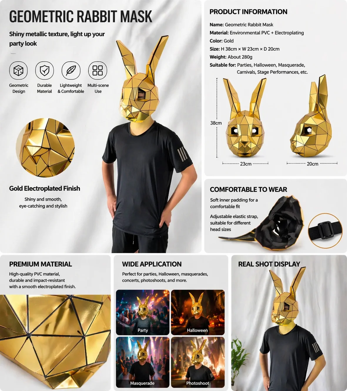 3D Mirror Geometric Animal Demon Mask Laser Cut Tiger Leopard Bear Horned Helmet for DJ Club Rave Festival Stage Performance