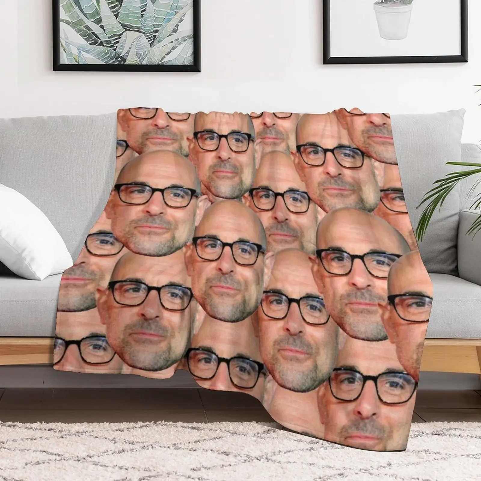 Stanley Tucci head design Throw Blanket Soft Plaid Weighted for babies Blankets