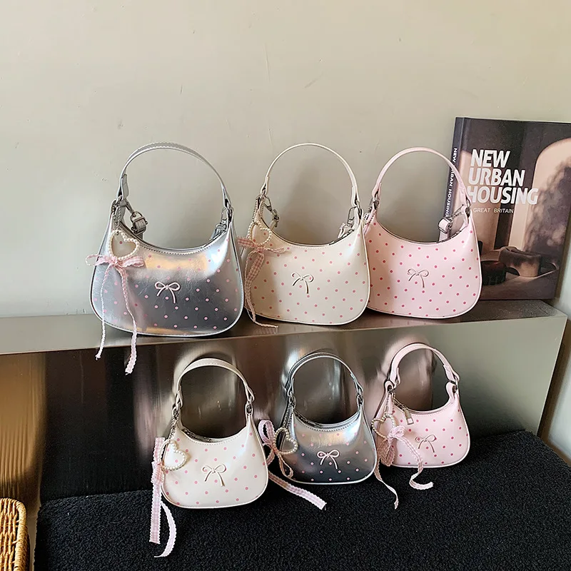 

Korean Version Polka Dot Bow Handbag For Girls Cute Mini Parent-child Crossbody Bag New Children PU Leather Shoulder Bag