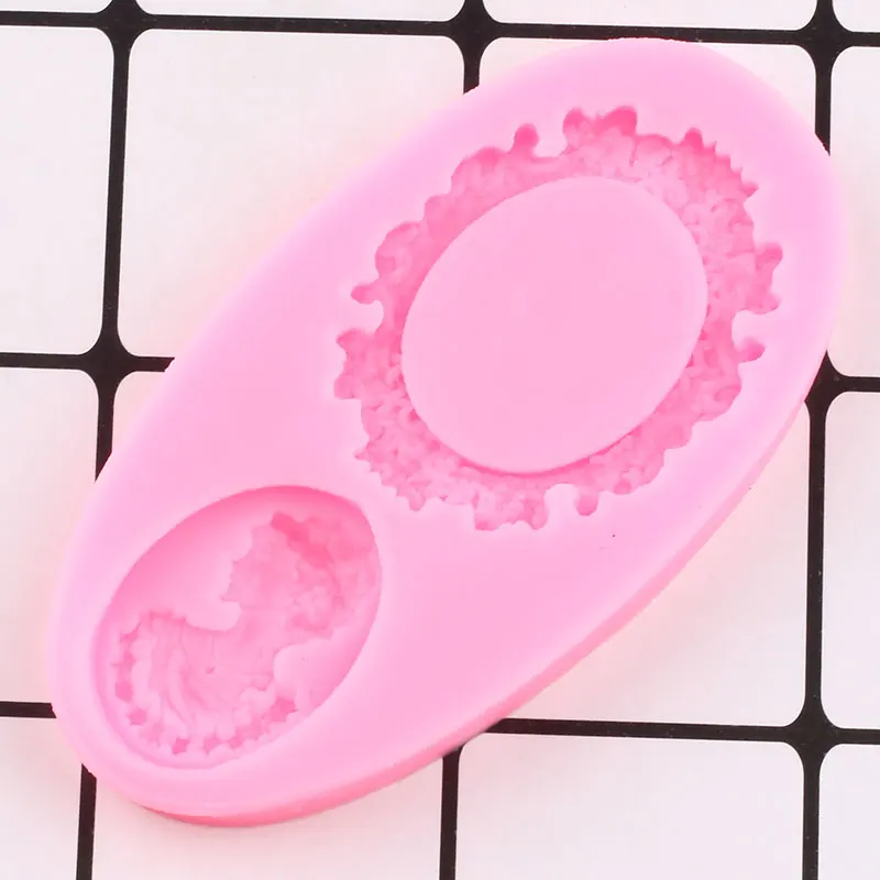 Oval Cameo & Oval Frame Fondant Mold Miniature Frame Silicone Mirror Sugar Fondant Cake Decorating Tools Baking Silicone