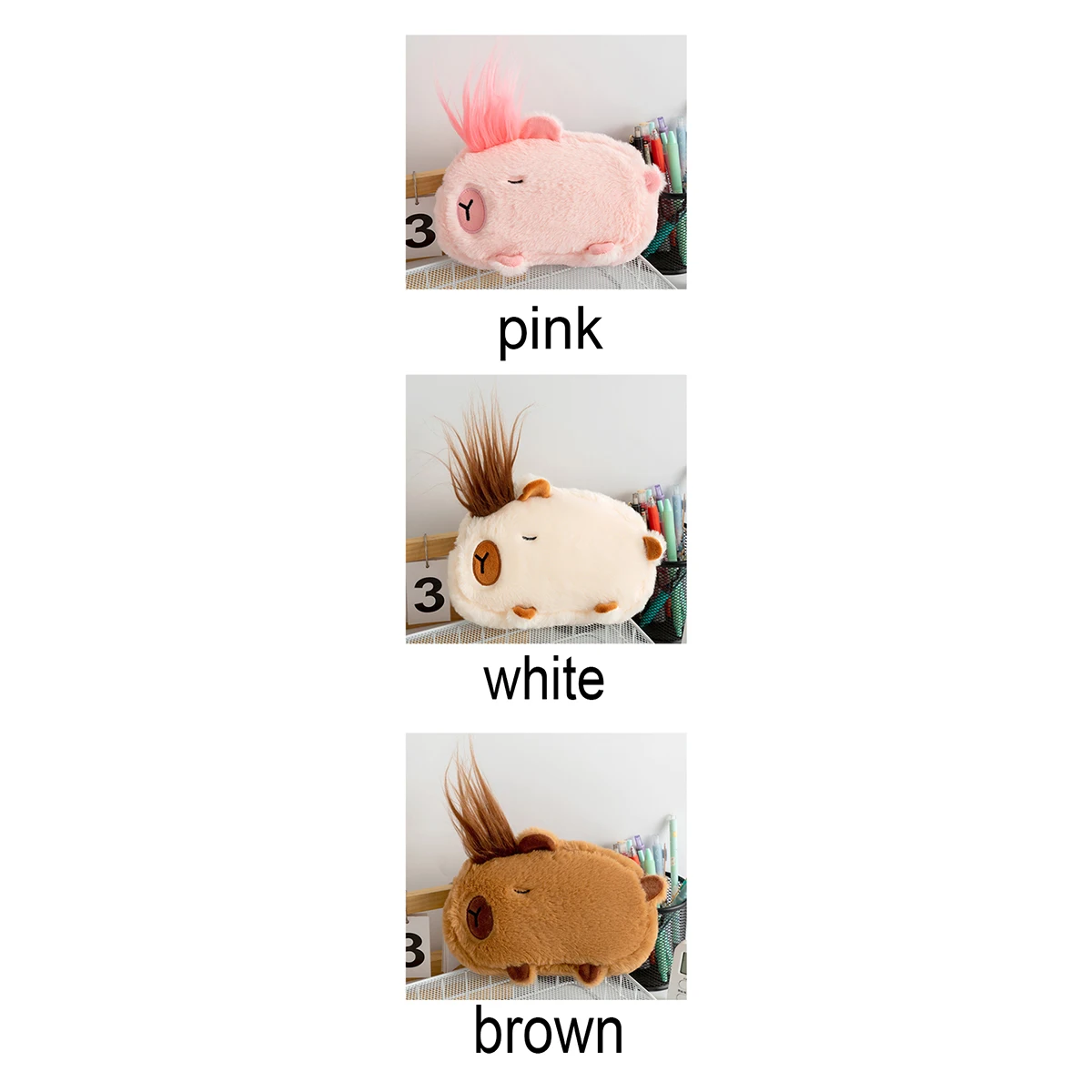 1 Large-capacity soft pencil case, animal-shaped student stationery storage bag, student essential school supplies desktop stora image 6