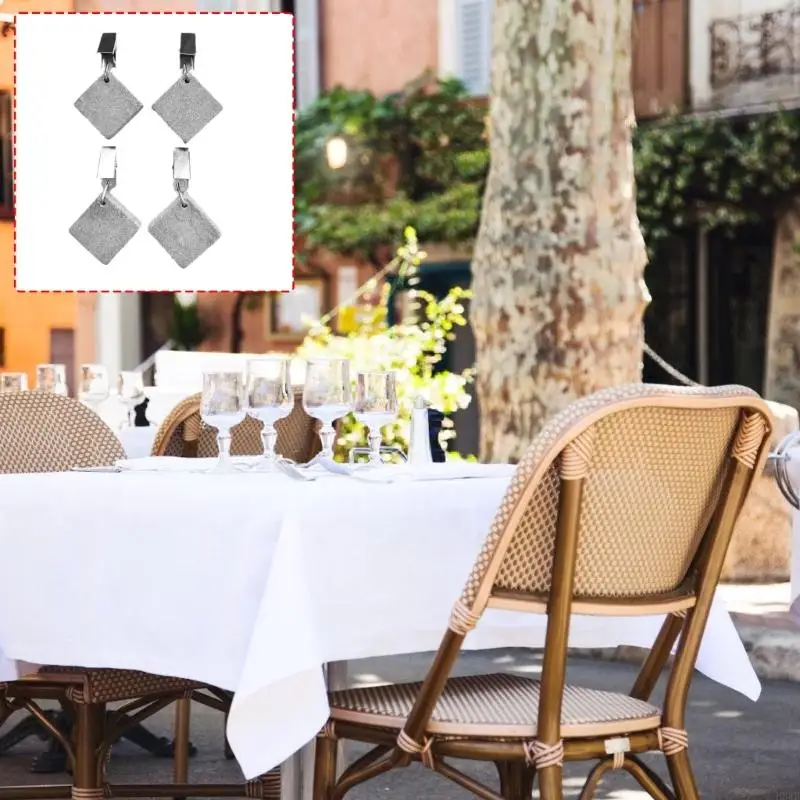 H8WB Tablecloth Weights Tablecloth Pendant Stone Table Cover Weights with Metal Clip