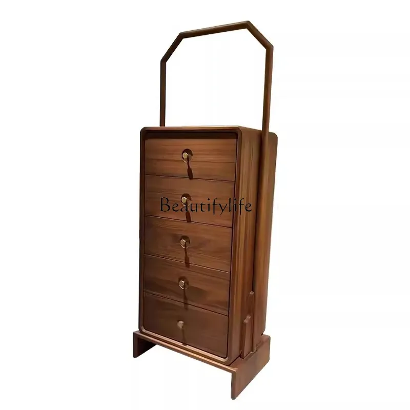 

New Chinese-style solid wood chest of drawers, black walnut storage, modern minimalist storage decorative cabinet