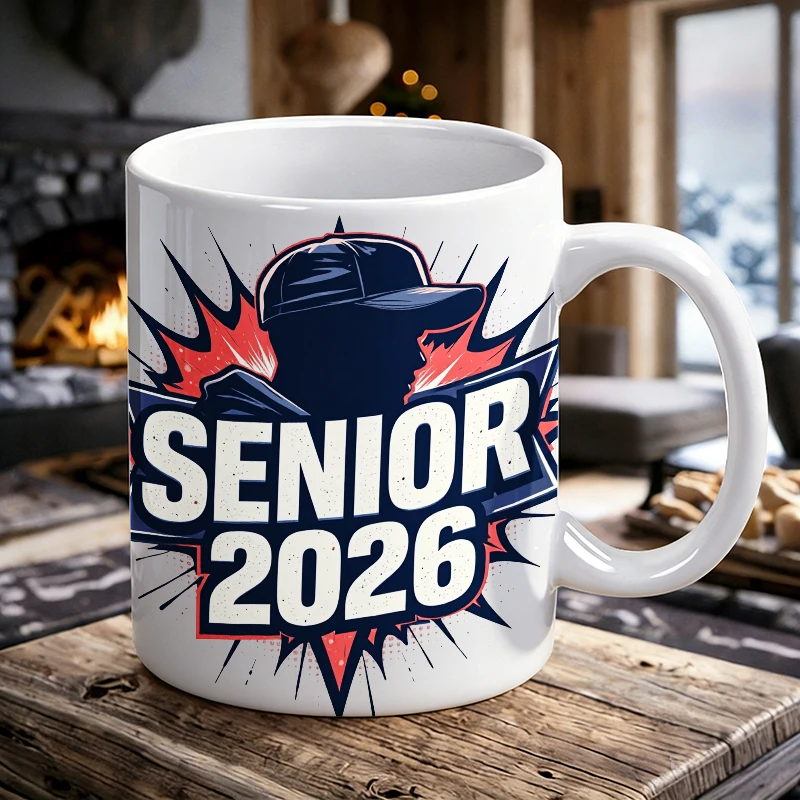 American comic style 'Senior 2026' ceramic mug, coffee mug,milk cup,office tea cup,drinking cup,gift for friends, fade-resistant