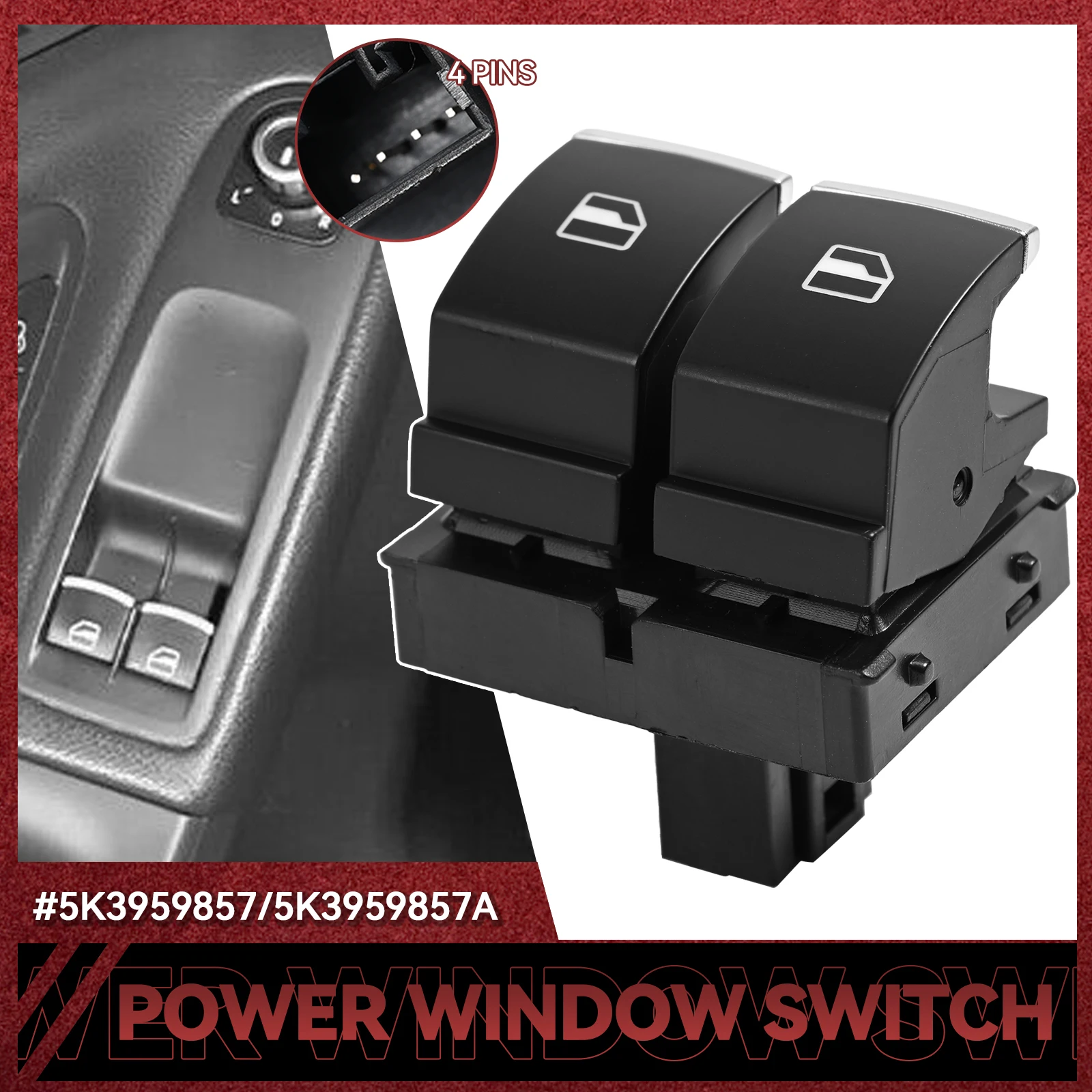 ウィンドウコントロールスイッチボタン運転席側 VW Eos ゴルフ MK5 MK6 GTI 2 ドアシロッコティグアンポロ 5K3 959 857 5K3 959 857 A B C