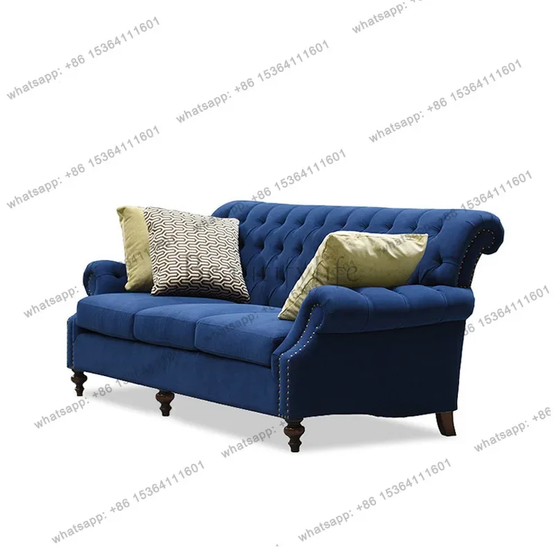 

yj5 American light luxury three-person sofa European fabric living room light luxury sofa furniture