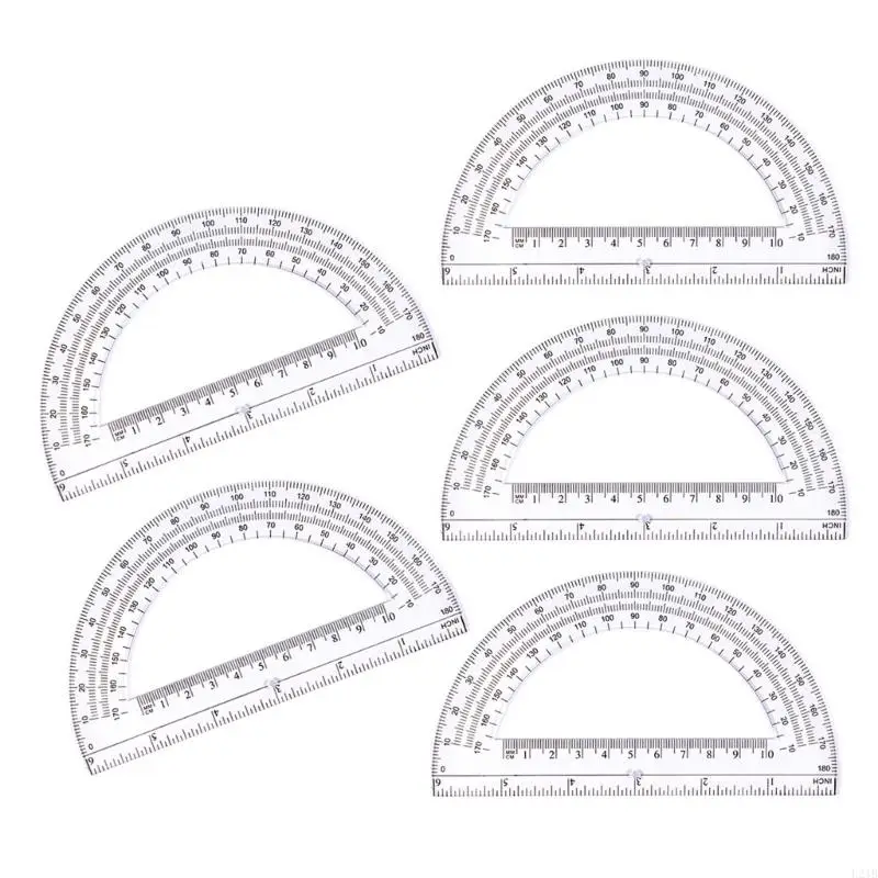 

2025 New 5Pieces Clear Protractor 6Inch Protractors 180 Degrees Math Protractors Measuring Tool for Student Teacher Drawing