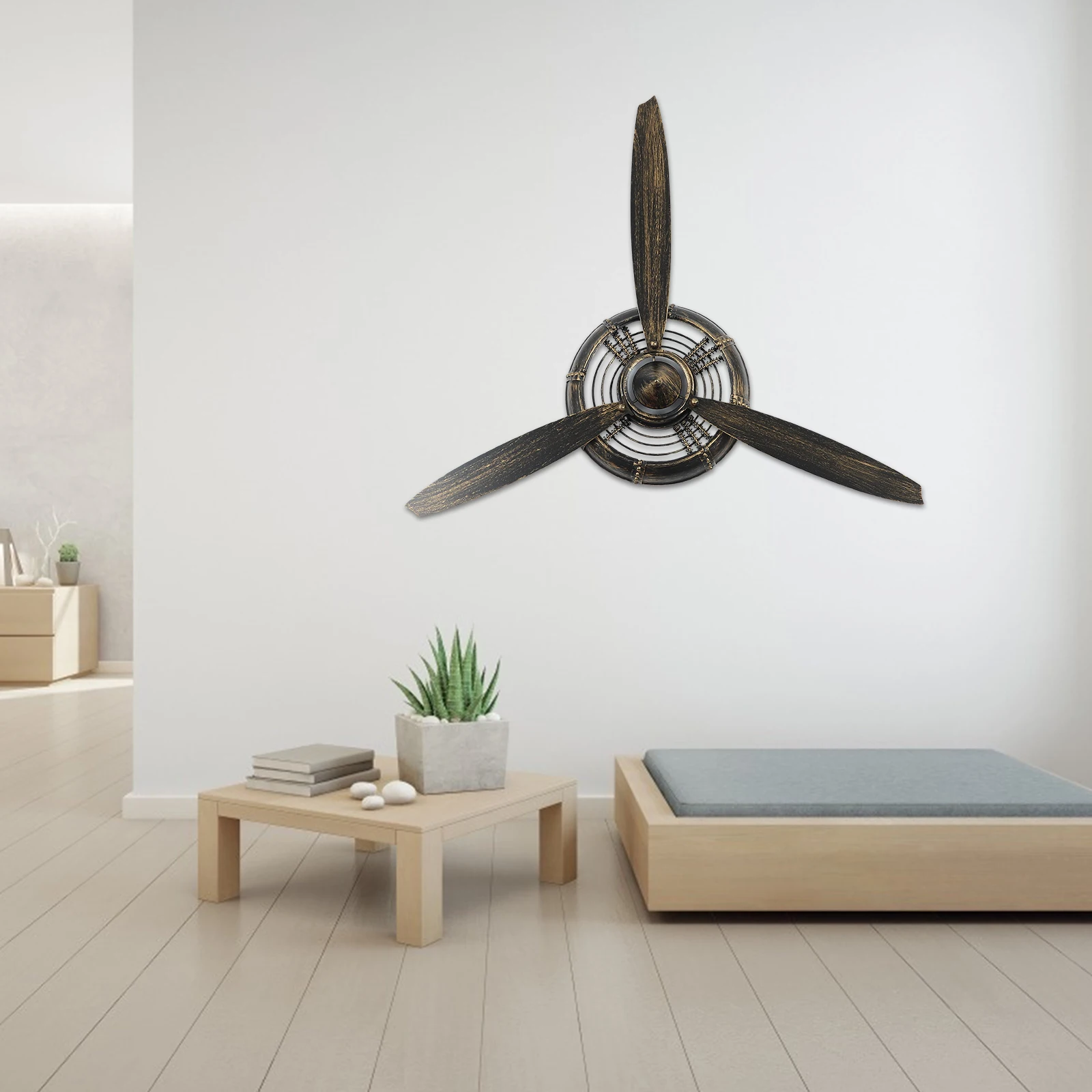 

Airplane Head Wall Decoration Home Accessories Wood Propeller Country Metal Art Iron Office Vintage