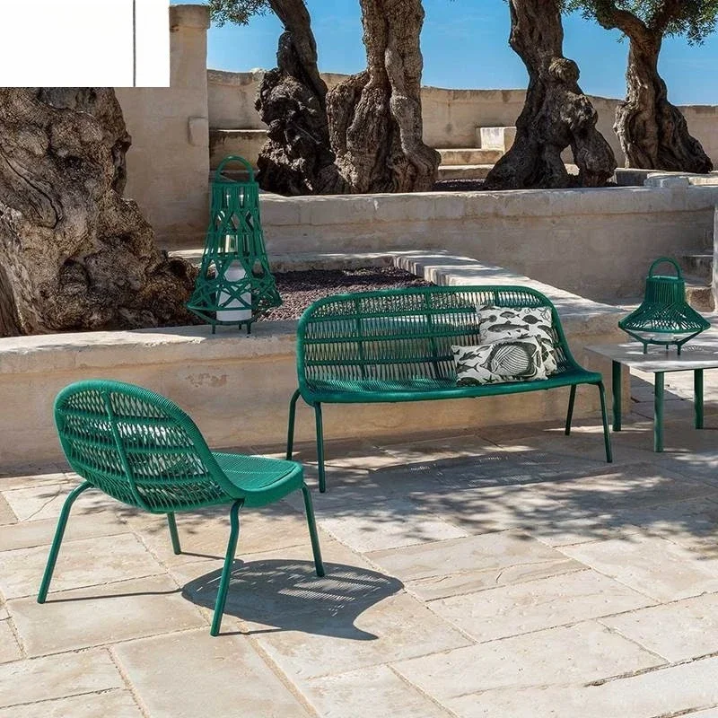 Outdoor lazy sofa creative balcony deck chair garden rattan open-air villa indoor and outdoor sun room hotel furniture
