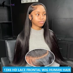 26 Inch HD Lace Front Human Hair Wigs Straight 13x4 13x6 Transparent Lace Frontal Human Hair Wigs Pre Plucked Wigs For Women