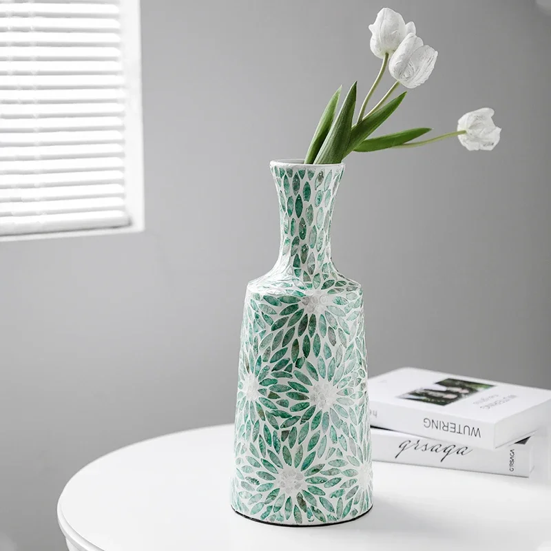 Nordic French Ceramic Vase Hand Drawn Seashell Flower Vase Living Room Dining Room Desktop Decoration Ornaments Home Accessories