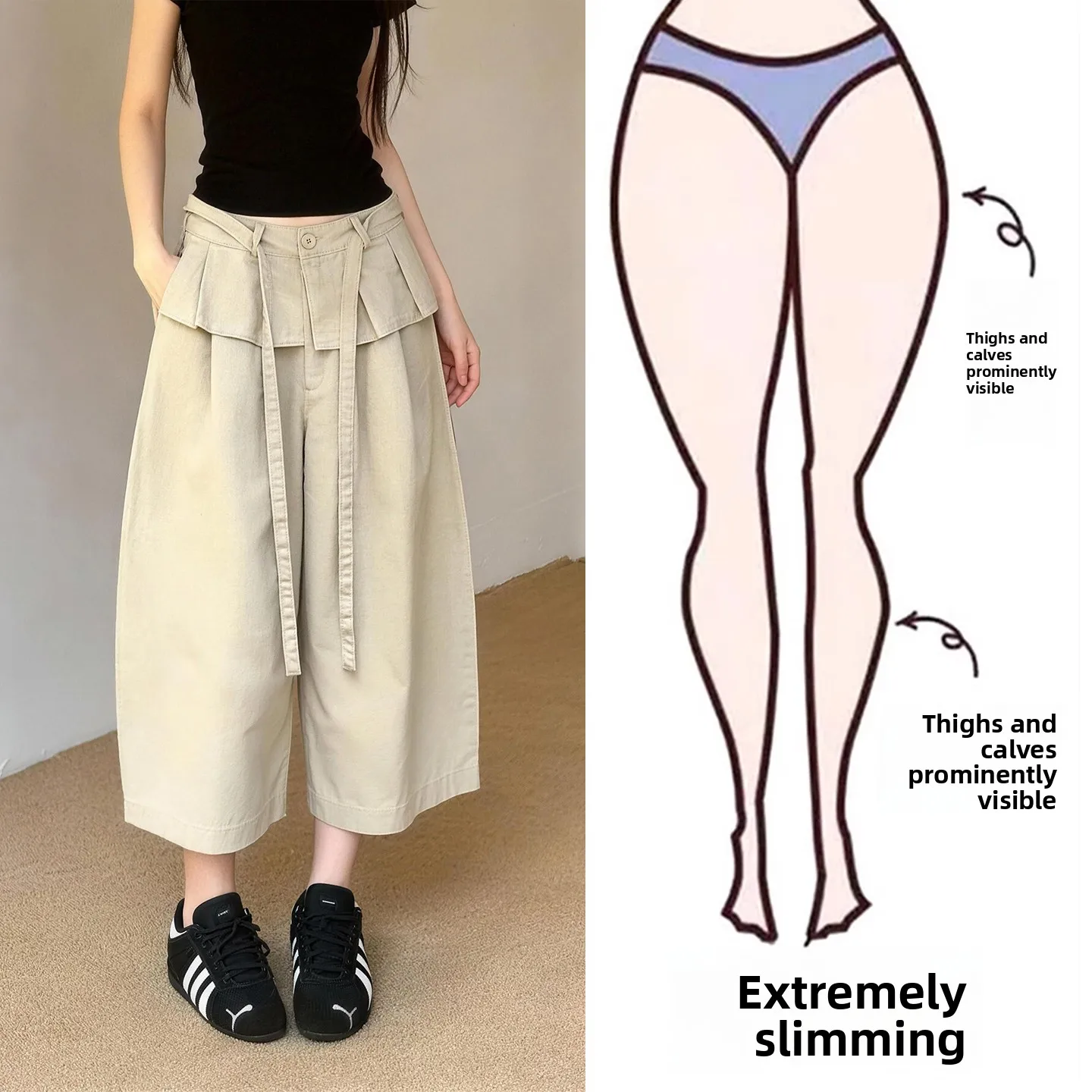 

Новые женские повседневные брюки в корейском стиле для весны и лета, больших размеров, свободные, утягивающие, укороченные (7/8), удобные, с высокой талией