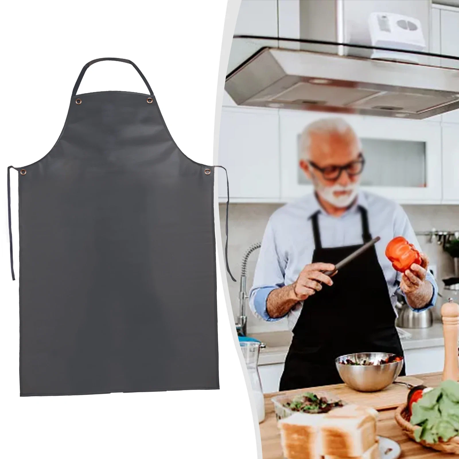 

1 pcs Waterproof Oil-proof Apron Work Apron PVC Black Hotel Aquatic Butchery Food Chef Apron Kitchen Area Work Clean