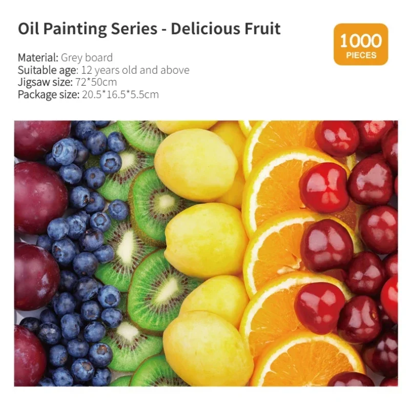 72*50cm Adult 1000 Pieces Jigsaw Puzzle Fruit Challenge Beautiful Oil Paintings Stress Reducing Toys Christmas Gifts