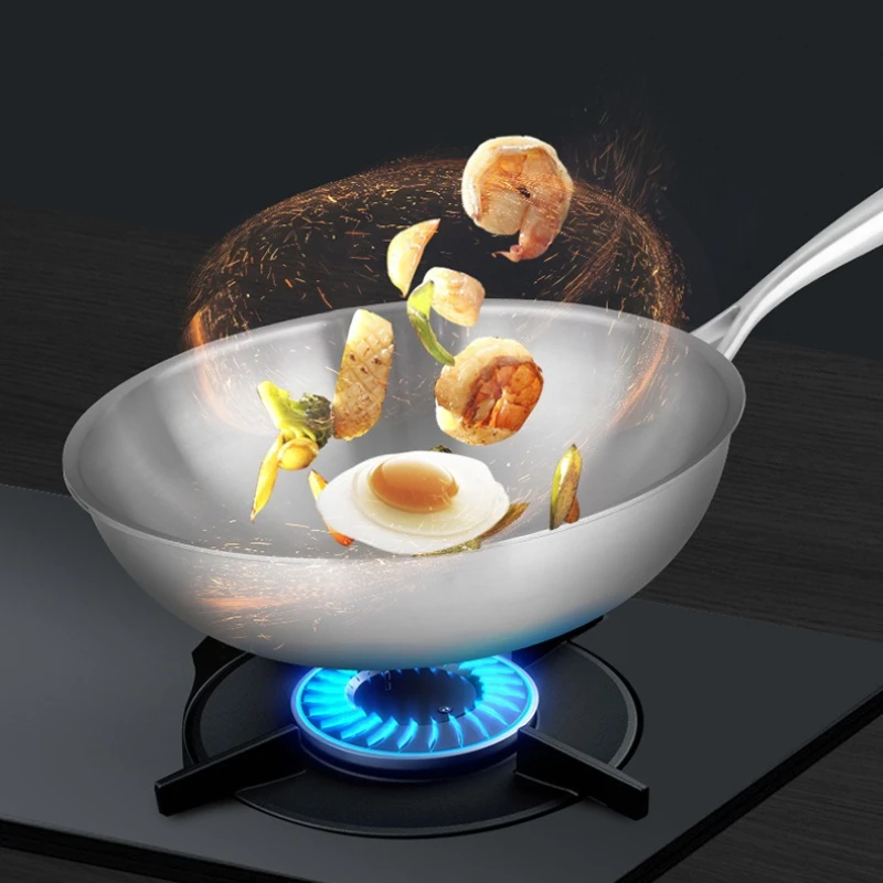 Household Titanium Alloy Wok, Healthy Cooking, Uncoated Pot, Not Afraid of Shovel, Induction Cooker, Natural Gas Universal