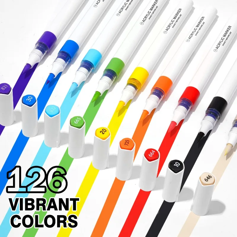 ROSYMENG 9 Colors Direct Liquid Acrylic Paint Pens Brush Color Marker Pen for Painting PK LANGUO DIY Art Supplies Stationery Pen