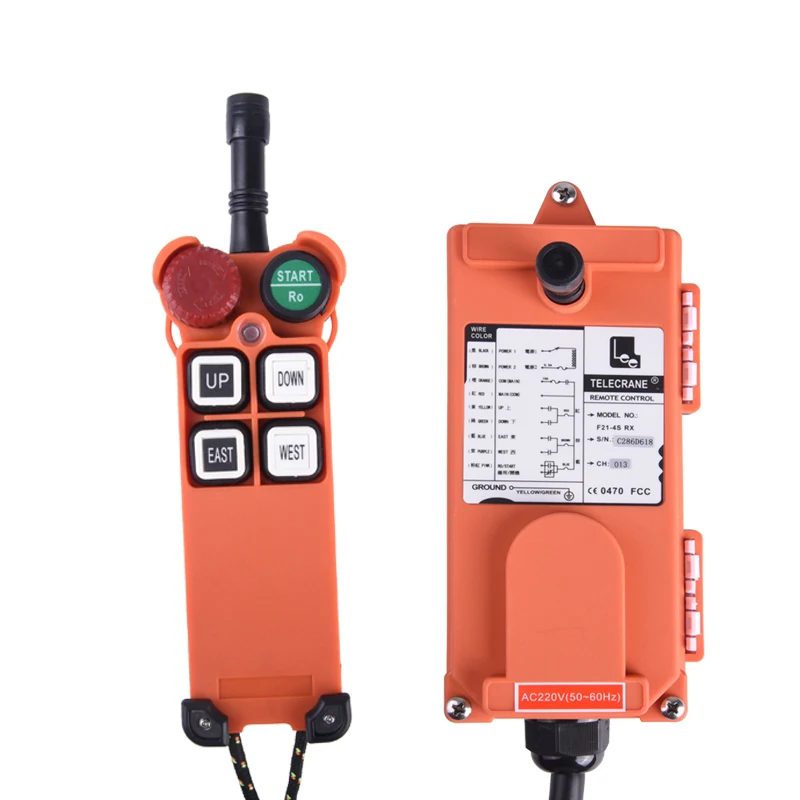 

F21-4S 220V 380V High Grade Industrial Wireless Radio Remote Controller Switch For Crane 1 Receiver+ 1 Transmitter 4 Function