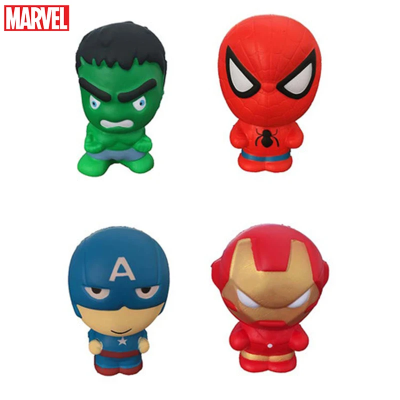 Marvel Avengers Resilience Anime Dolls SpiderMan Hulk Ironman PU Stress Relief Squishy Toy Kawaii Cartoon Children Birthday Gift