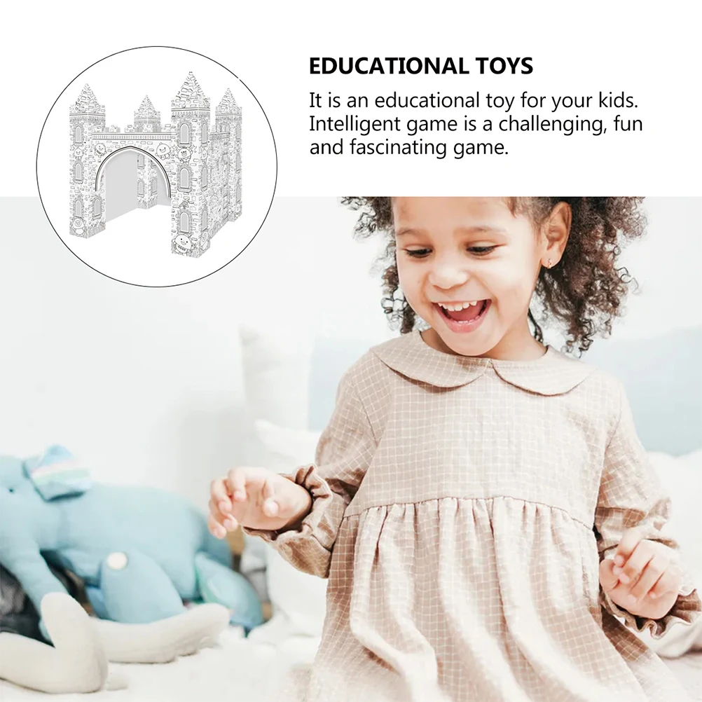 

3D Coloring Puzzle Set Kids Paper Craft Eco Friendly Biodegradable Creative Graffiti Cute Design Detachable Birthday Gift